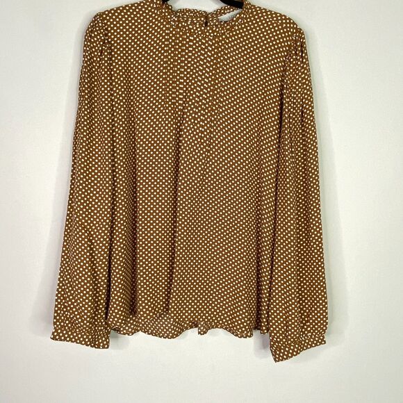 New LOFT Dotted Pintucked Long Sleeve Blouse Women's Size Large - Picture 1 of 7
